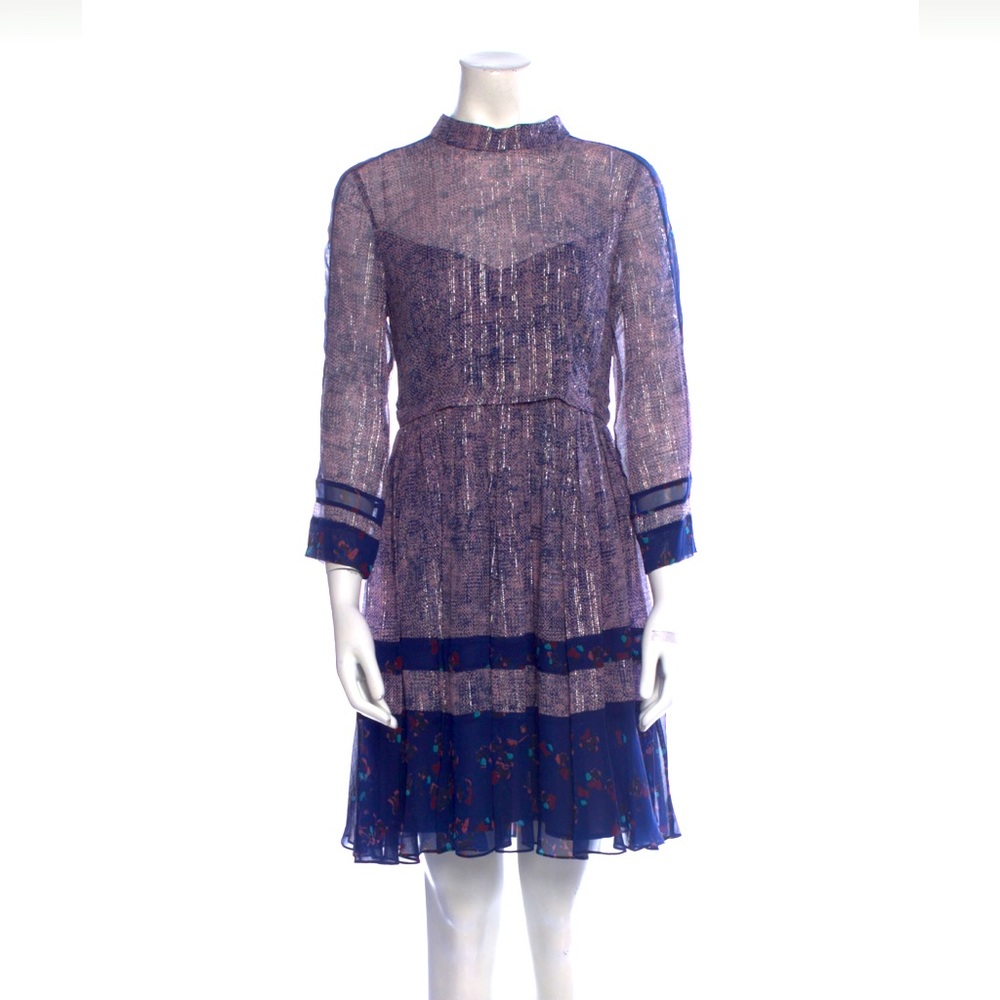 Rebecca Taylor silk blue midi dress size 2